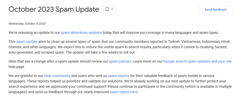 October 2023 google spam update image